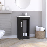 16" Bathroom Vanity with Single Door Storage, Resin Sink, Compact Base Cabinet, Modern Space-Saving Vanity for Small Bathrooms