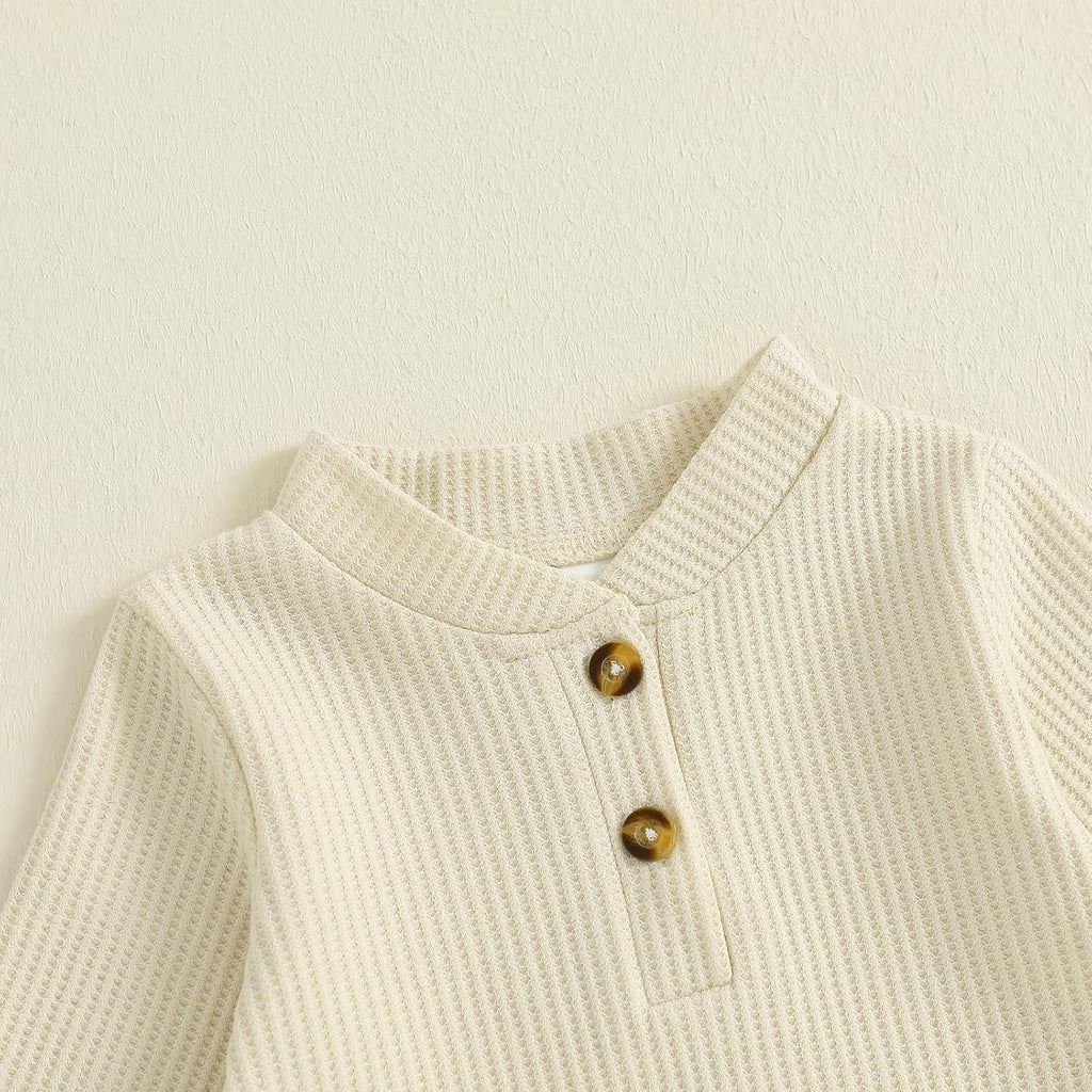 Newborn Baby Boy Clothes Ribbed Knit Long Sleeve Bodysuit Pants Piece Fall Winter Outfits
