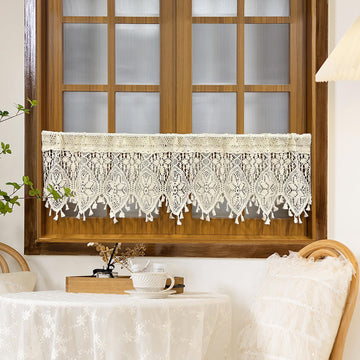 Boho Crochet Lace Sheer Curtain Valance Windows