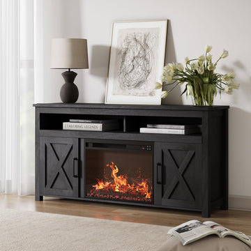 Corin 58" TV Stand with 23" Electric Fireplace - Rustic Grey