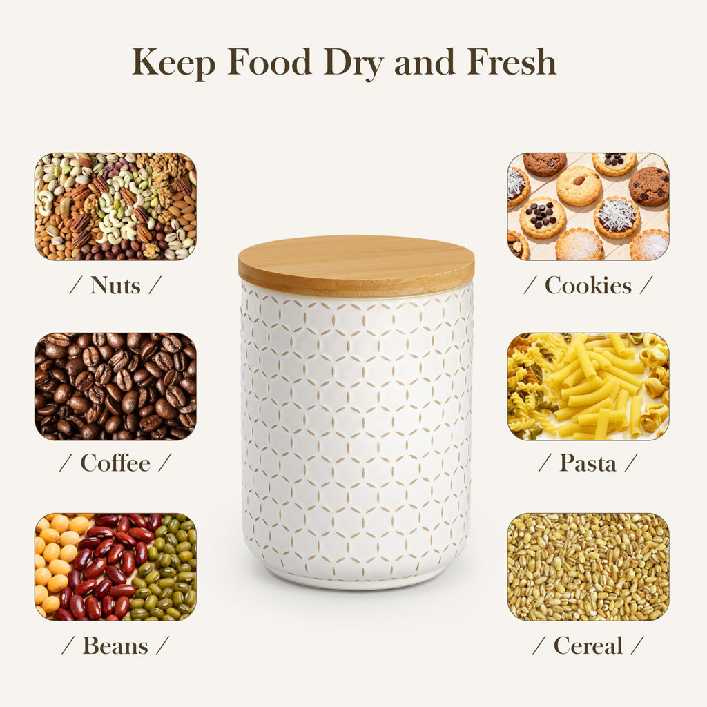 Ceramic Canisters Set with Airtight Lids, 80/40/20 oz Coffee Canister, Cookie Jar & Sugar Container, Canisters Sets