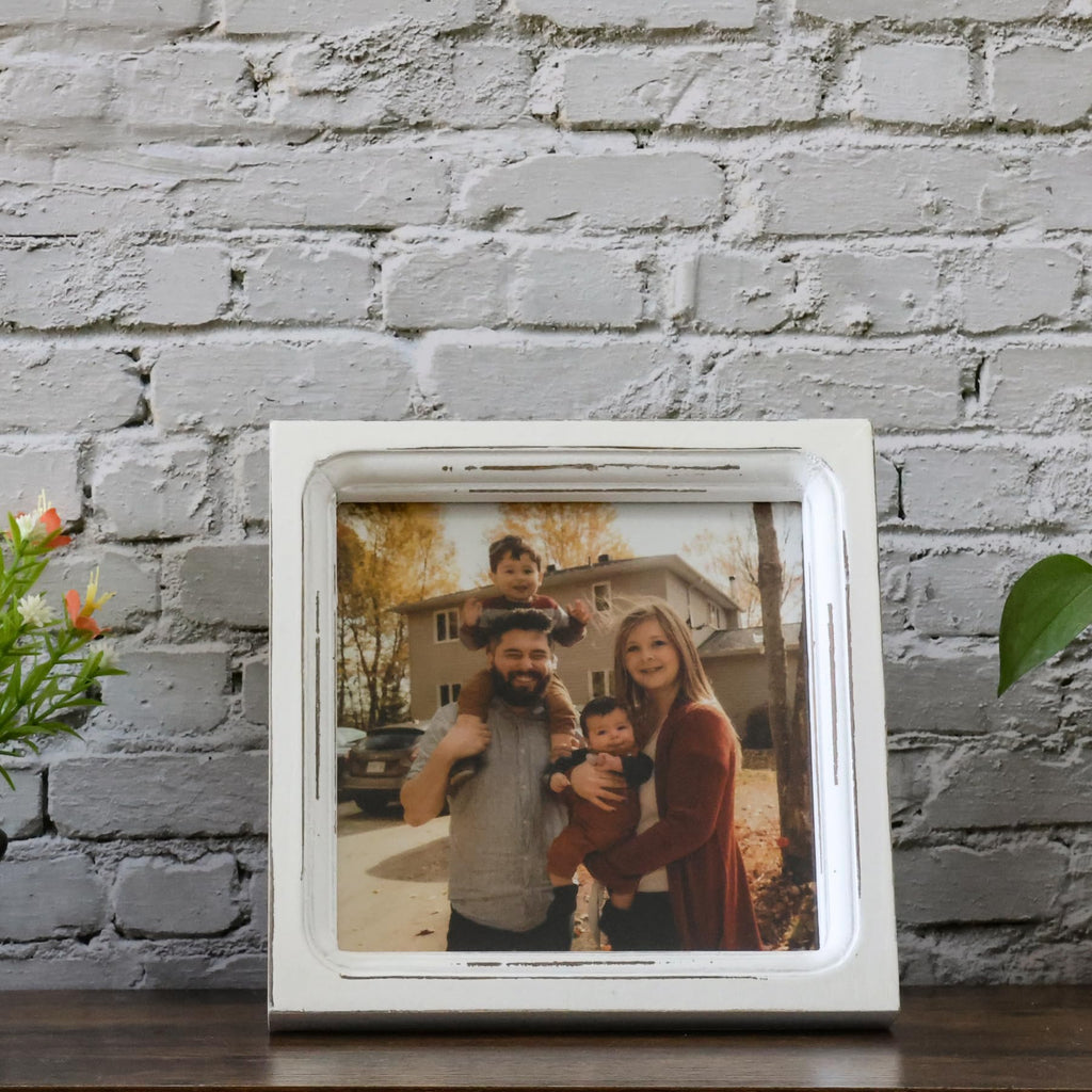Picture Frames 6x6 Set of 2 Handmade Rustic Wood Frames with Hard Glass - 2 Pack Small Mini Cute Picture frames for