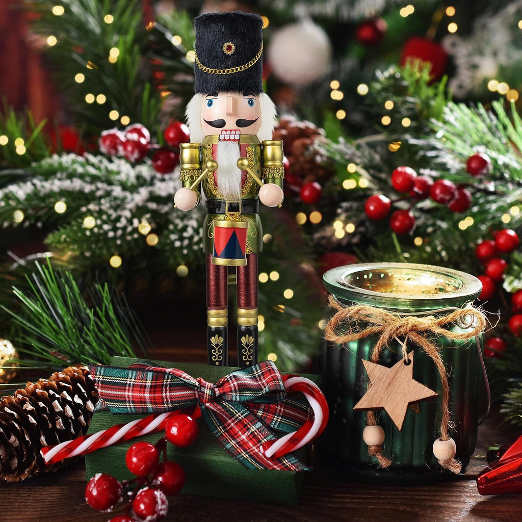 Christmas Nutcracker Set of 3 15-Inch Wooden King and Soldier Nutcracker Figurine Display Set for Christmas