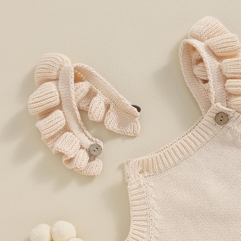 Newborn Baby Girl Knit Overall Sleeveless Strap Halter Sweater Romper One Piece Bodysuit Jumpsuit Summer Clothes