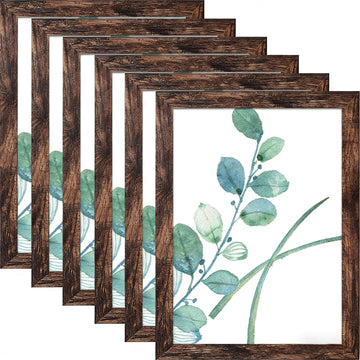 18x24 Frame Rustic Brown Set of 6, Gallery Poster Picture Frames for Wall Mounting