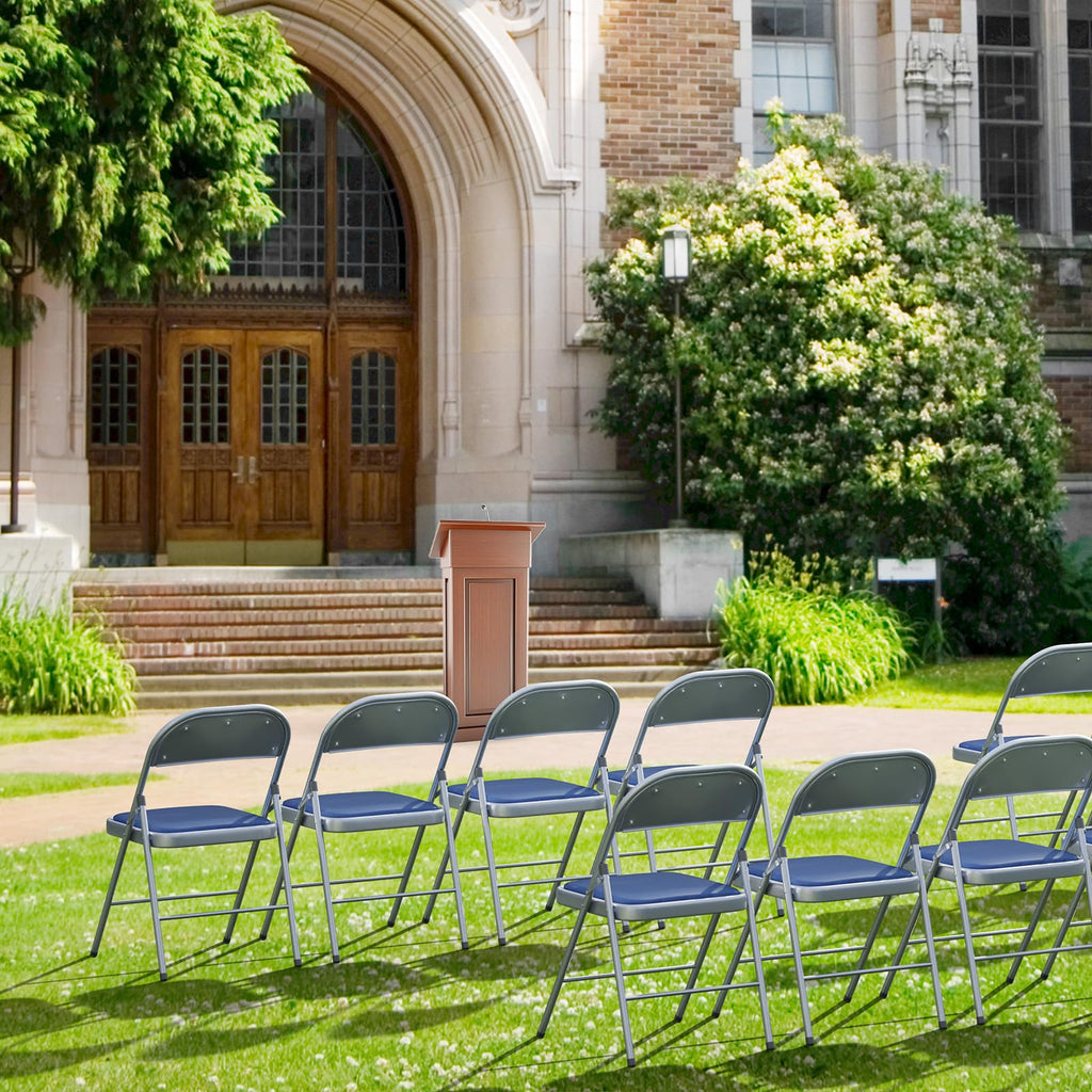 1 Pack Folding Chairs with Padded Seats, Metal Frame with Pu Leather Seat & Back, Capacity 350 lbs, Set of 1, Blue