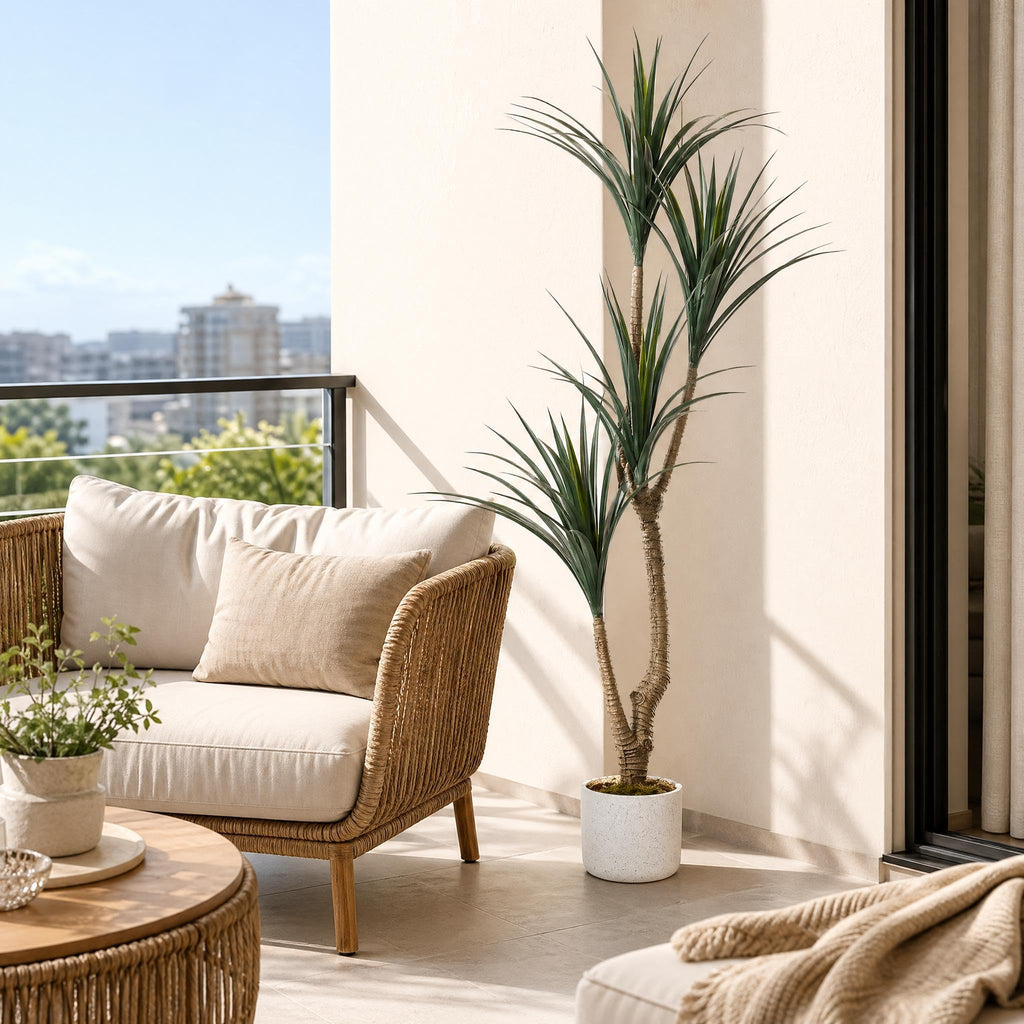 5.4FT Artificial Dracaena Tree with White Spotted Planter