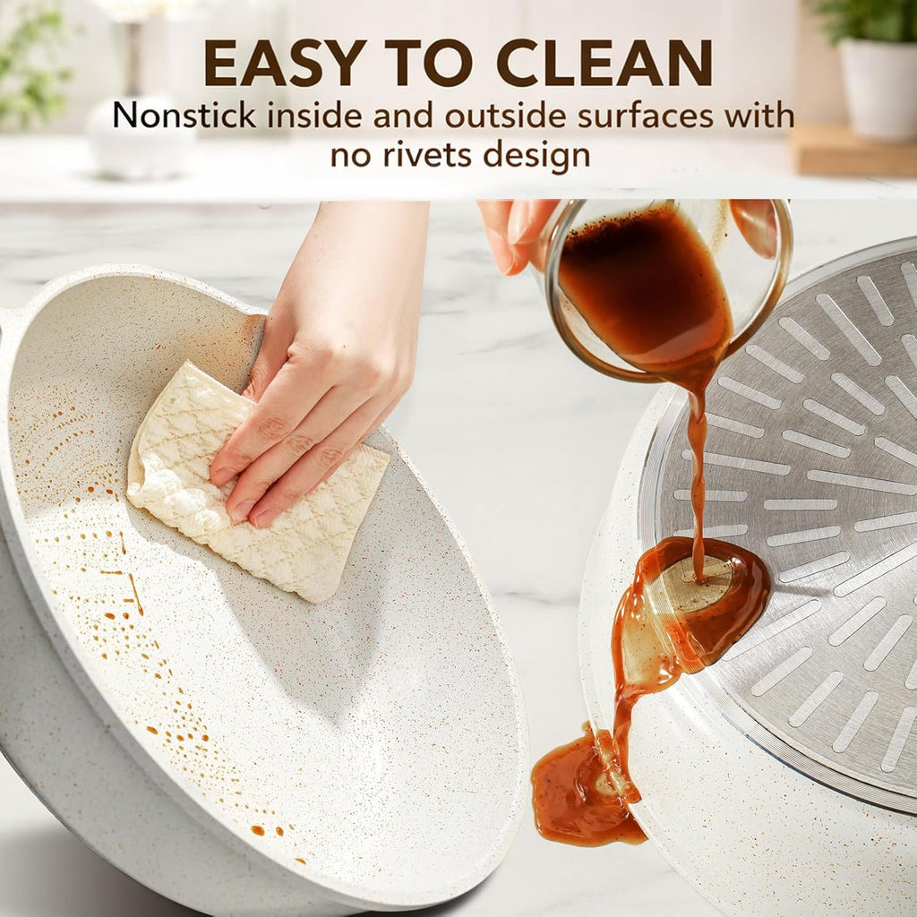 Nonstick Ceramic Cookware Set, 13-pcs Non-toxic Pots and Pans Set | Healthy Kitchen Cooking Set with Stay-Cool