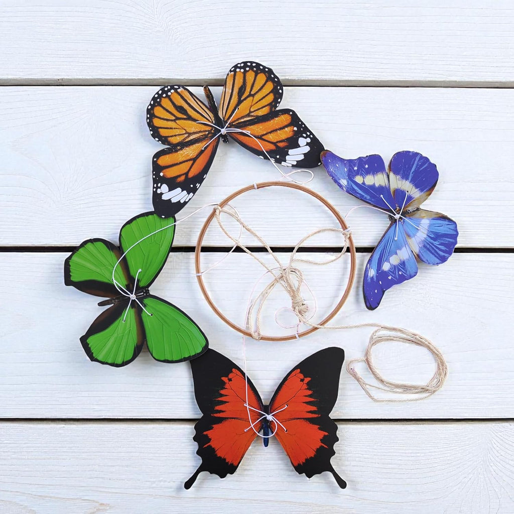 Butterfly Baby Mobile - Montessori Hanging Nursery Decor, Beech Wood Hoop & Colorful Butterflies for Crib/Play Area
