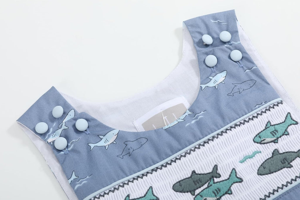 Baby Boys Smocked Shortalls Spring Summer Outfit Toddler Little Boys Cotton Wear
