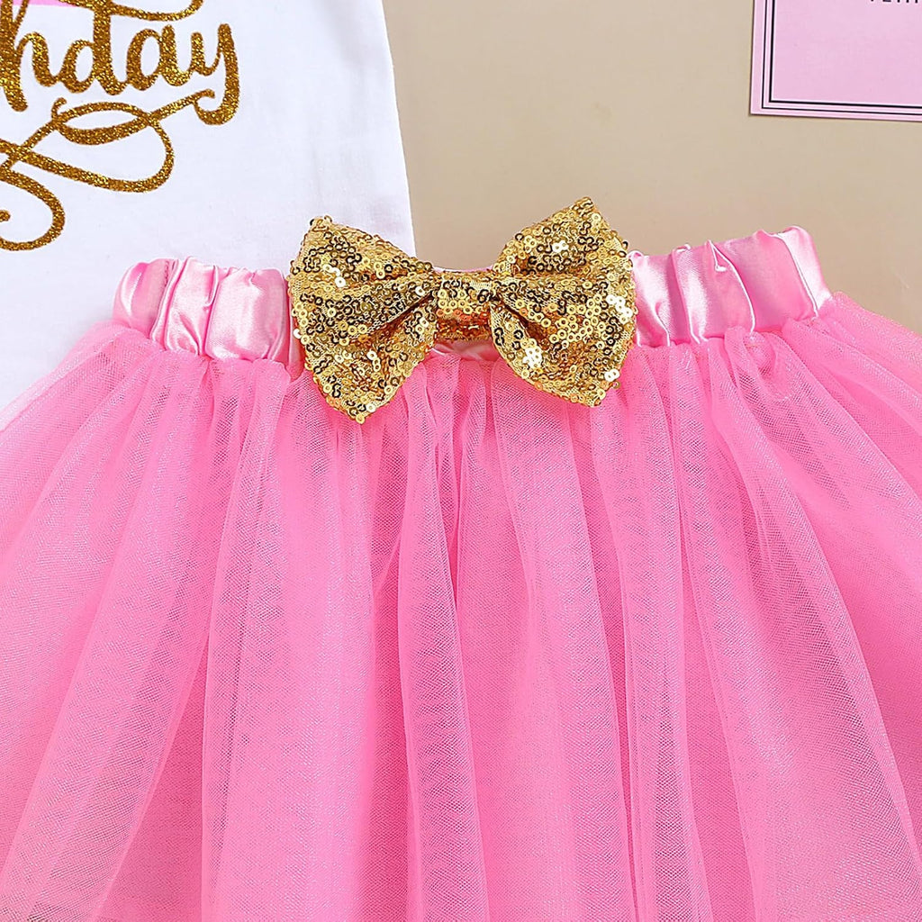 Baby Girl Birthday Cake Smash Outfit Toddler Girl My 1st Birthday Romper Tutu Skirt with Headband Clothes Set