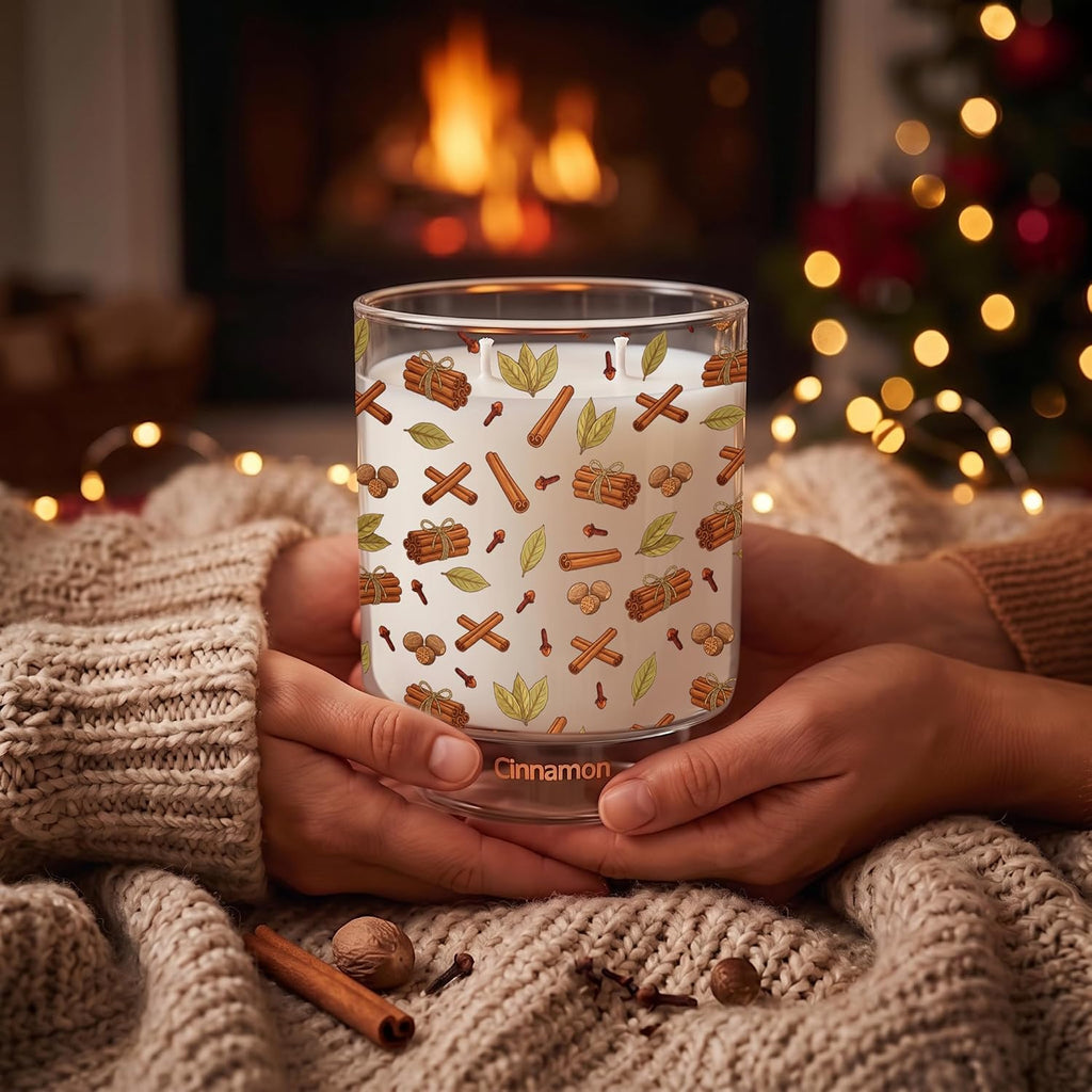 Cinnamon Scented Candle,14 Oz Large 2-Wick Fall & Christmas Candles Decor, Long Lasting Cinnamon Spiced Soy Wax