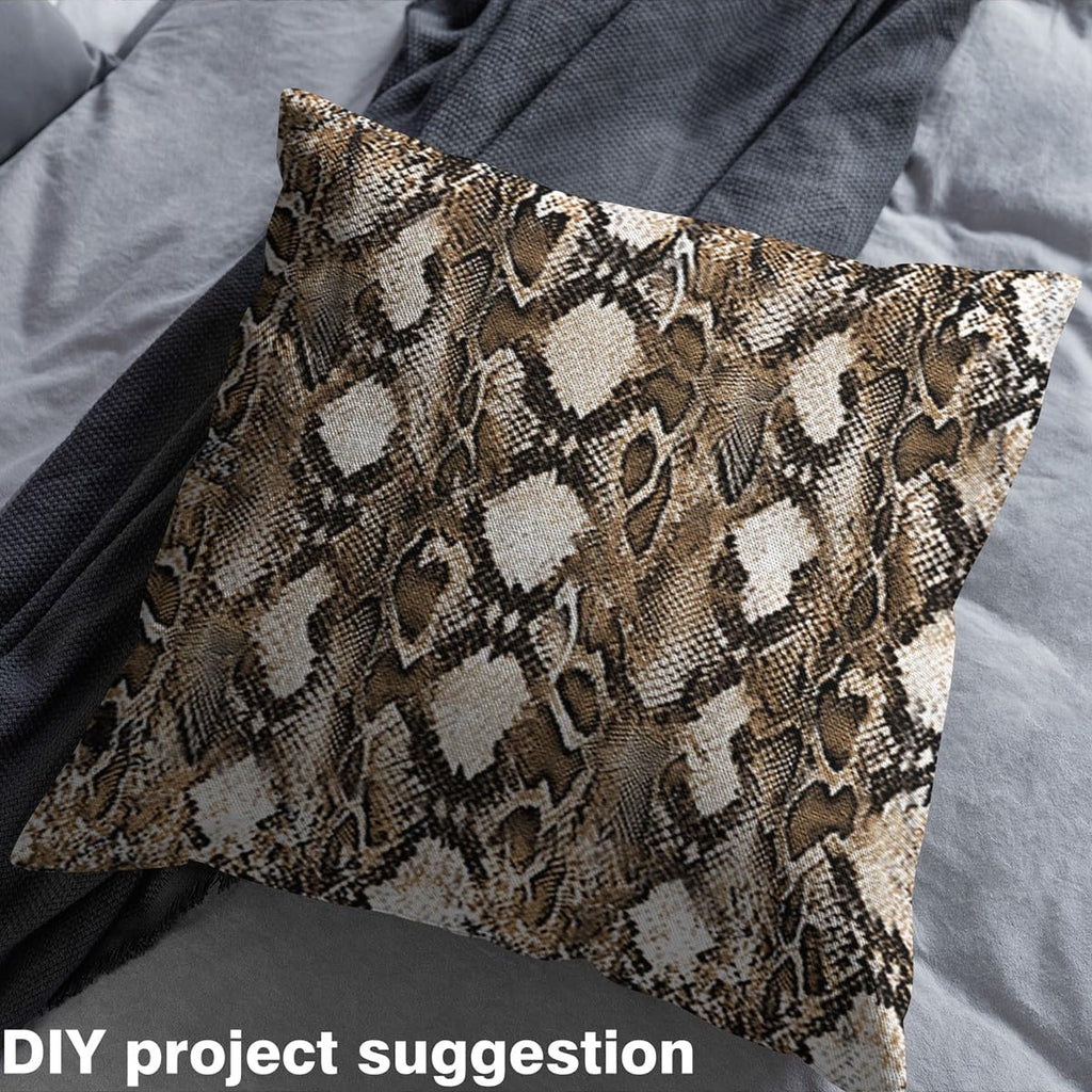 Snake Skin Pattern Fabric by The Yard, Brown Black Snakeskin Print Soft Polyester No Stretch, Wild Animal Fabric Soft