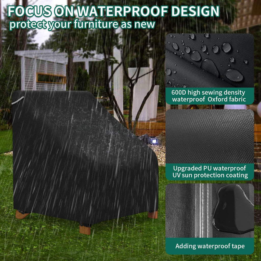 Patio Adirondack Chair Covers 2 Pack for Outdoor Waterproof Chairs Size Up to 29Wx30Dx36H inch, Heavy Duty Outdoor