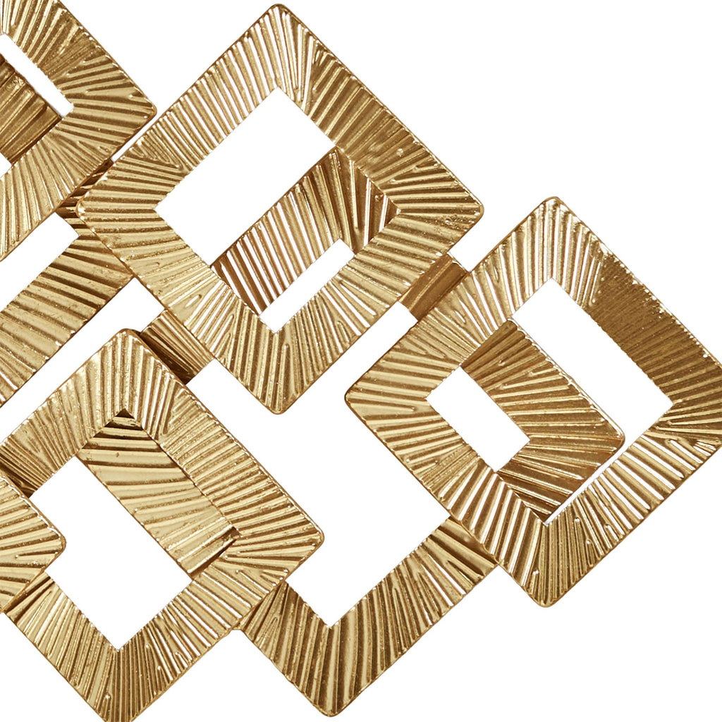 Diamond Illusions Wall Art Sculpture | Square Geometric | Modern | Metal Wall Art Decor | Gold Foil | Dimensional