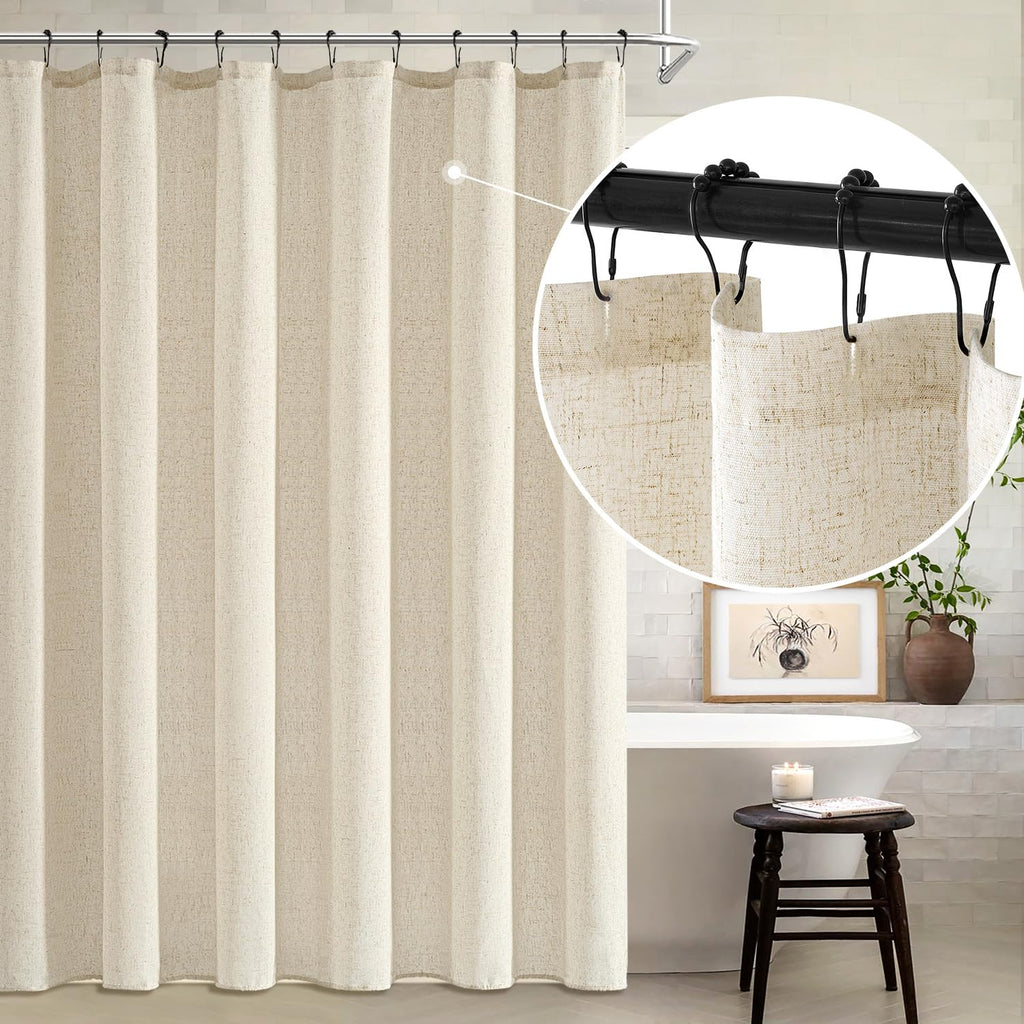 W72*L84 Extra Long Linen Natural 12 Metal Hooks