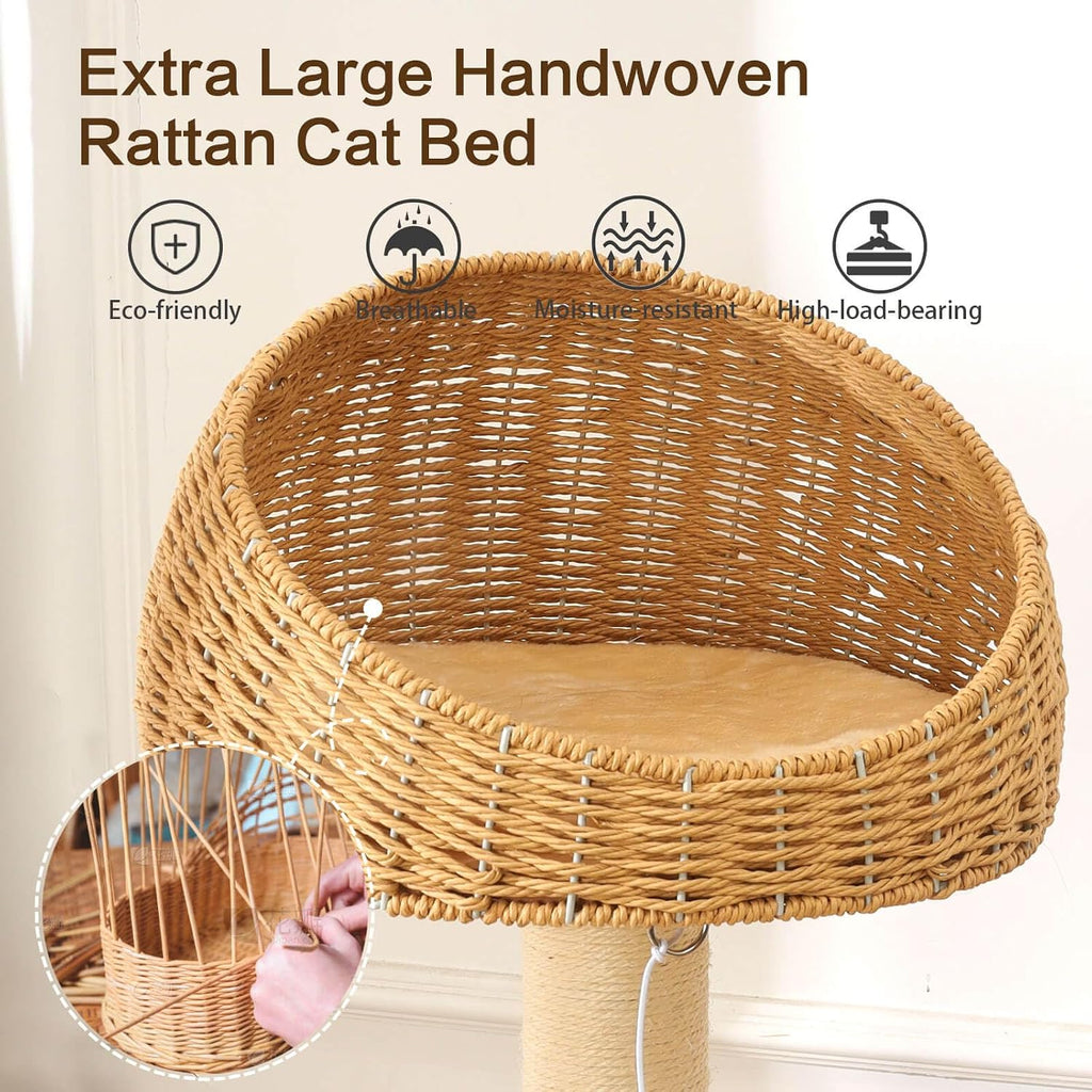 50 in Wooden Cat Tree for Indoor Cat, Large Cat Tower
