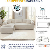 Boneless Couches for Living Room,Modular Sectional Sofa with 2 Cup Holders,Memory Foam Cloud Couch with L Shaped