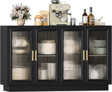 Sideboard Buffet Cabinet with Storage - 55.1" Wood Kitchen Cabinets with 4 Doors, Black Large Buffet Table