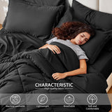 Love's cabin King Comforter Set Black, 7 Pieces King Bed in a Bag, All Season Bedding Sets with 1 Comforter