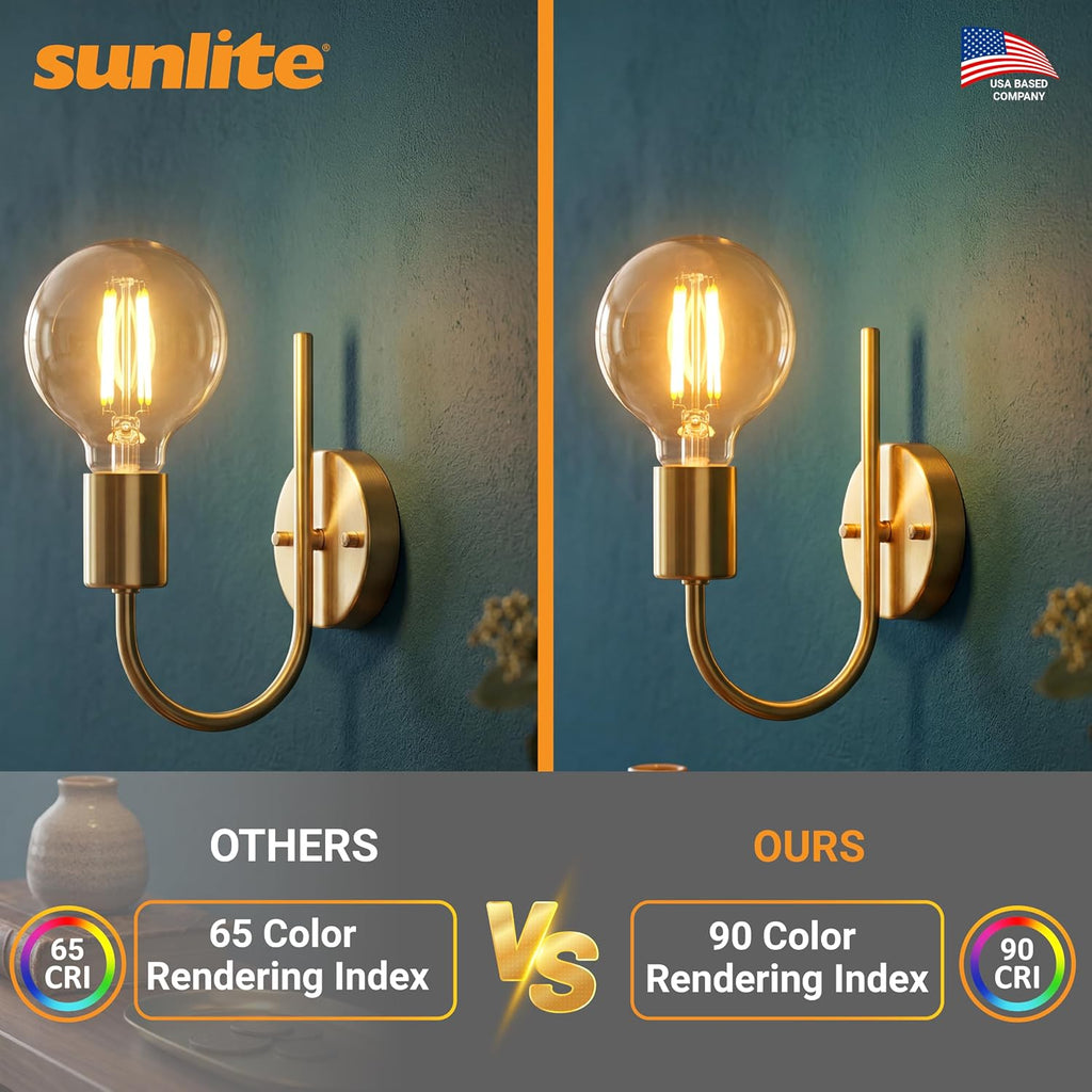 LED G25 Edison Globe Light Bulb, 8.5 Watts (100W=), Medium E26 Base, 800 Lumens, Dimmable, Clear Glass, Antique Long