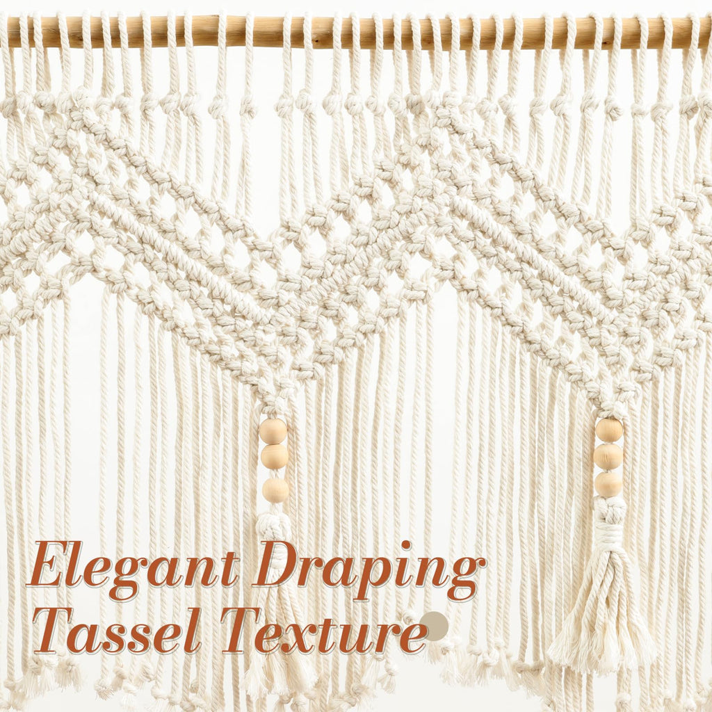 Boho Macrame Window Valance, Handmade Cotton, 52 x 21, 1 Panel