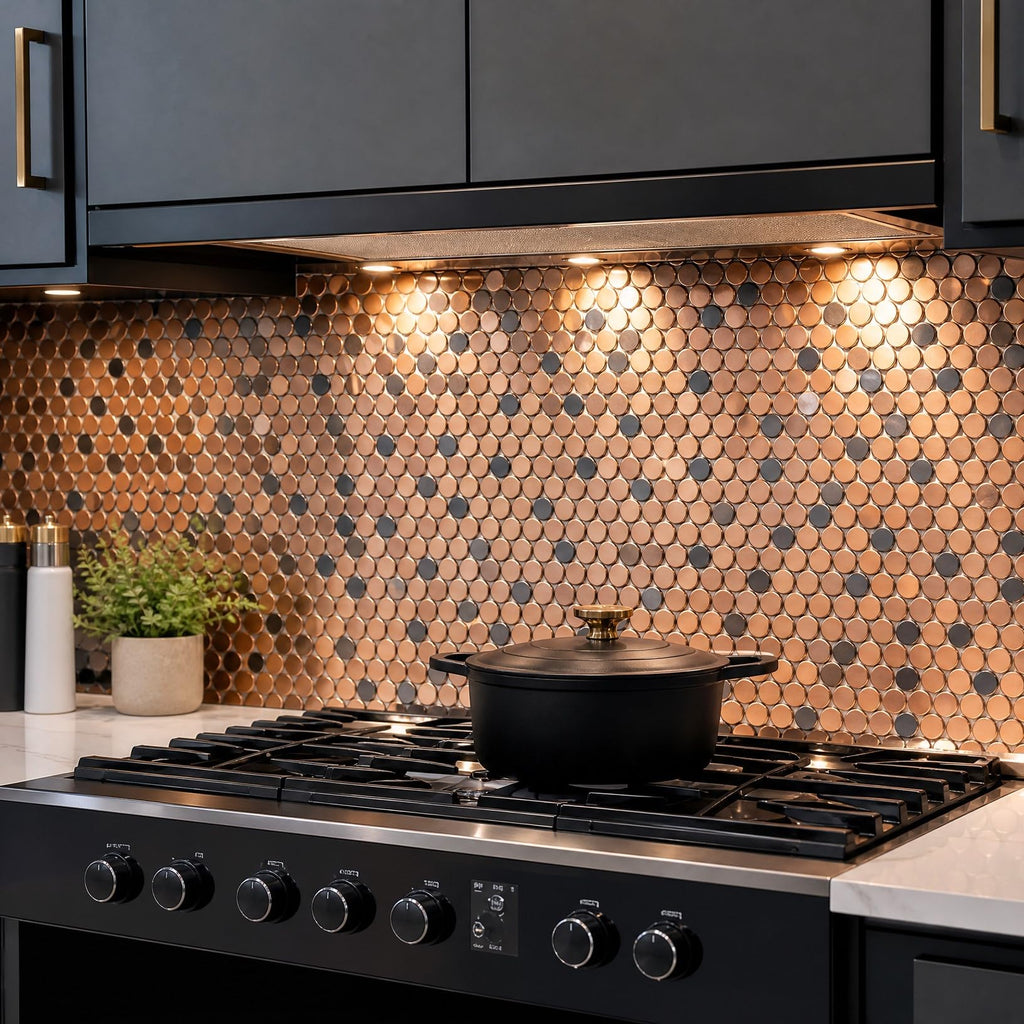 Penny Round Tile Copper Bronze Mosaic Tiles Backsplash Bathroom Wall Floor [5 Sheets]
