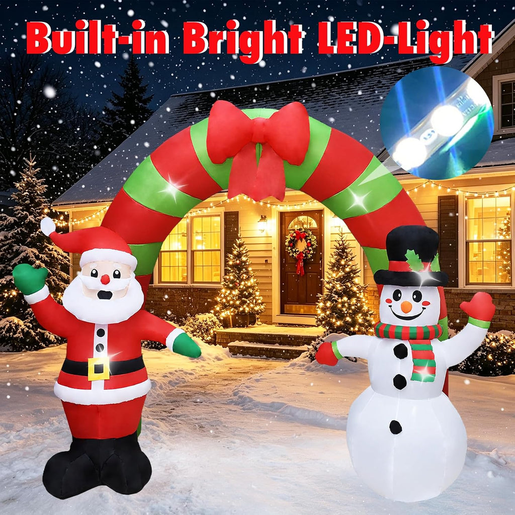 10 FT Christmas Inflatables Archway Outdoor Decorations Santa Snowman Arch