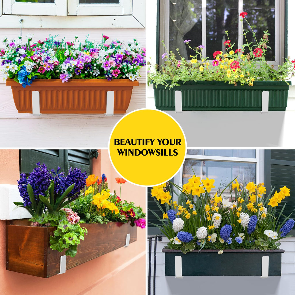 Adjustable Window Box Brackets, 4 Pack Planter Box Brackets, White