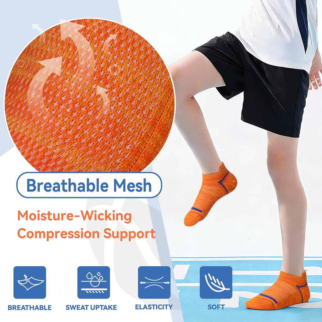 Kids Boys Ankle Socks Low Cut Athletic Cotton Sport Socks For Little Boys 6 Pairs