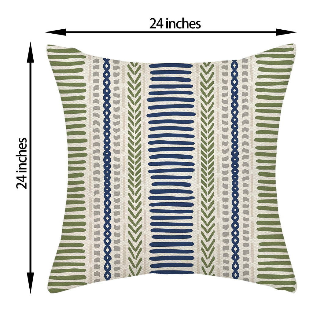 Sage Green Pillow Covers 24x24 Inch 2 Pcs Boho Navy Blue Grey Polka Dots Stripe Decor Throw Pillows Modern Geometric