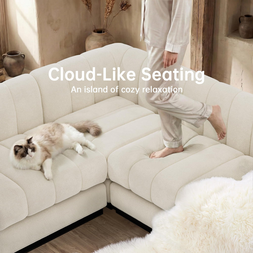 Luxury Modern Sofa, L Shaped Modular Sectional Couch, Deep Seat Sofas, Minimalist Style Comfy Couches Apartment