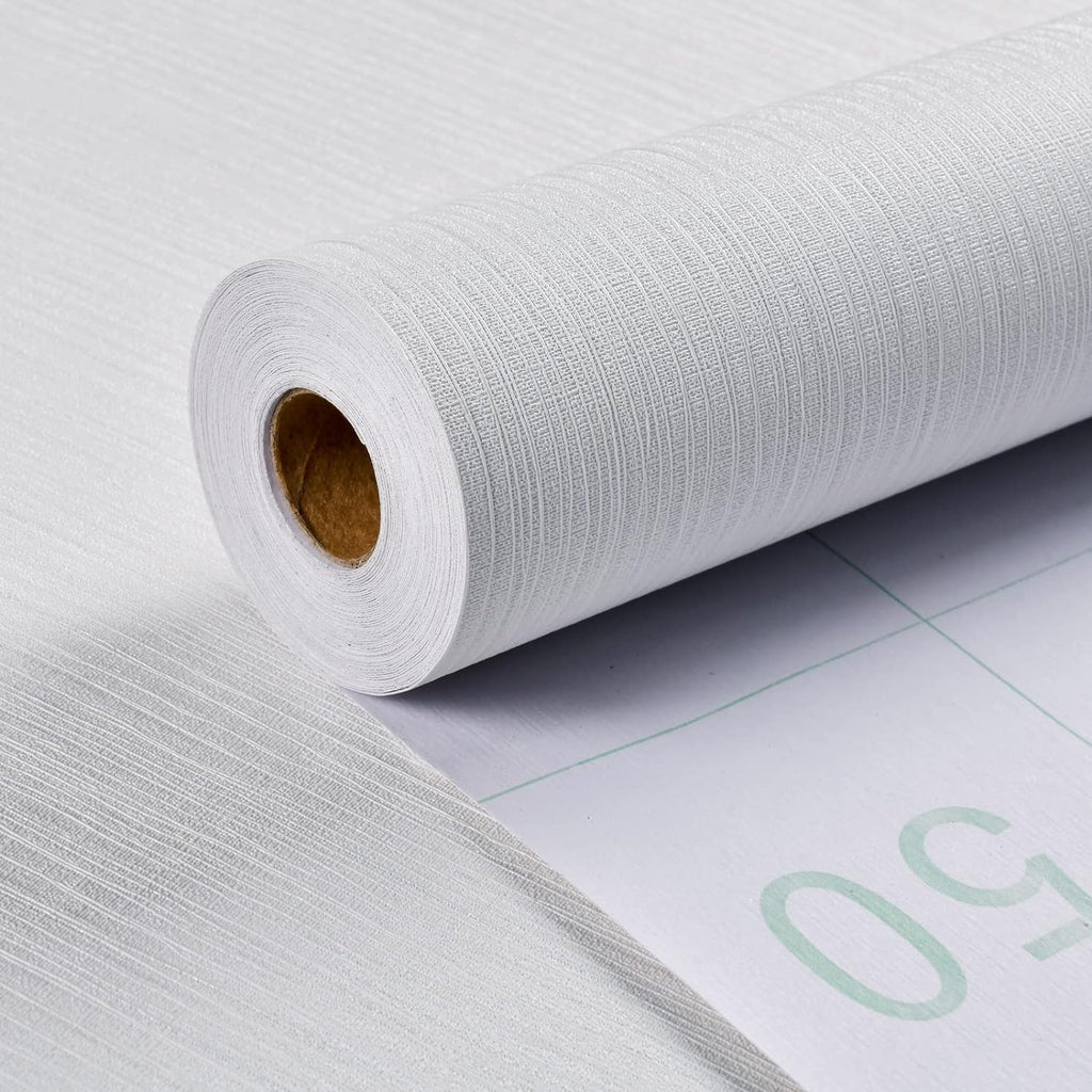 Grasscloth Textured Wallpaper 24in X 393in Fabric Contact Paper White Wall Paper Linen Peel and Stick Self-Adhesive
