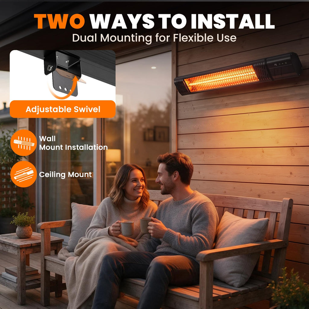 Outdoor Patio Heater, Infrared Electric Wall-Mounted Heater 1500W