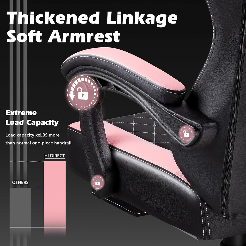 Ergonomic Gaming Chair for Adults | Computer Chair with Footrest, Heavy Duty Video Game Chair with Lumbar Support &