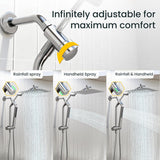 10" Luxurious Rain Shower Head with Handheld, High Pressure Rainfall Shower Heads wih Extension Arm
