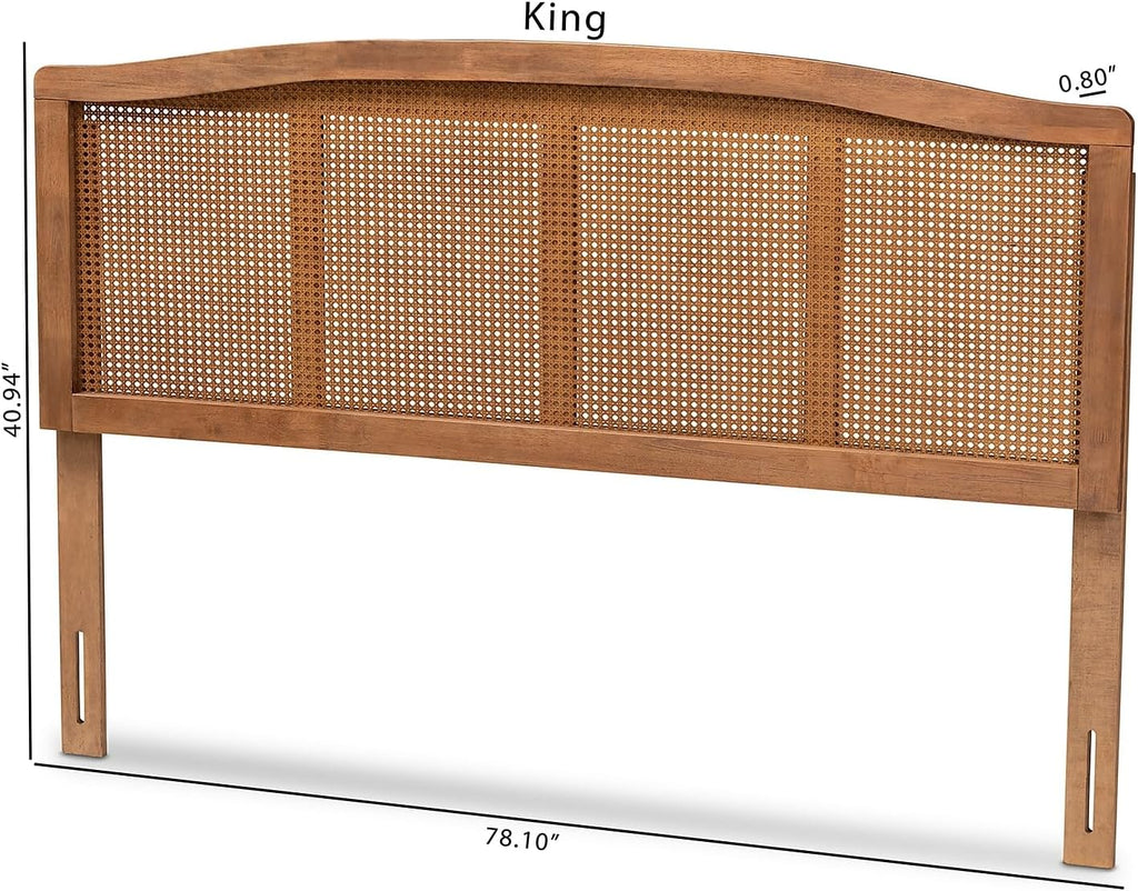 King Wood Headboard, 78.1-inch W 0.8-inch D 40.94-inch H, Ash Walnut