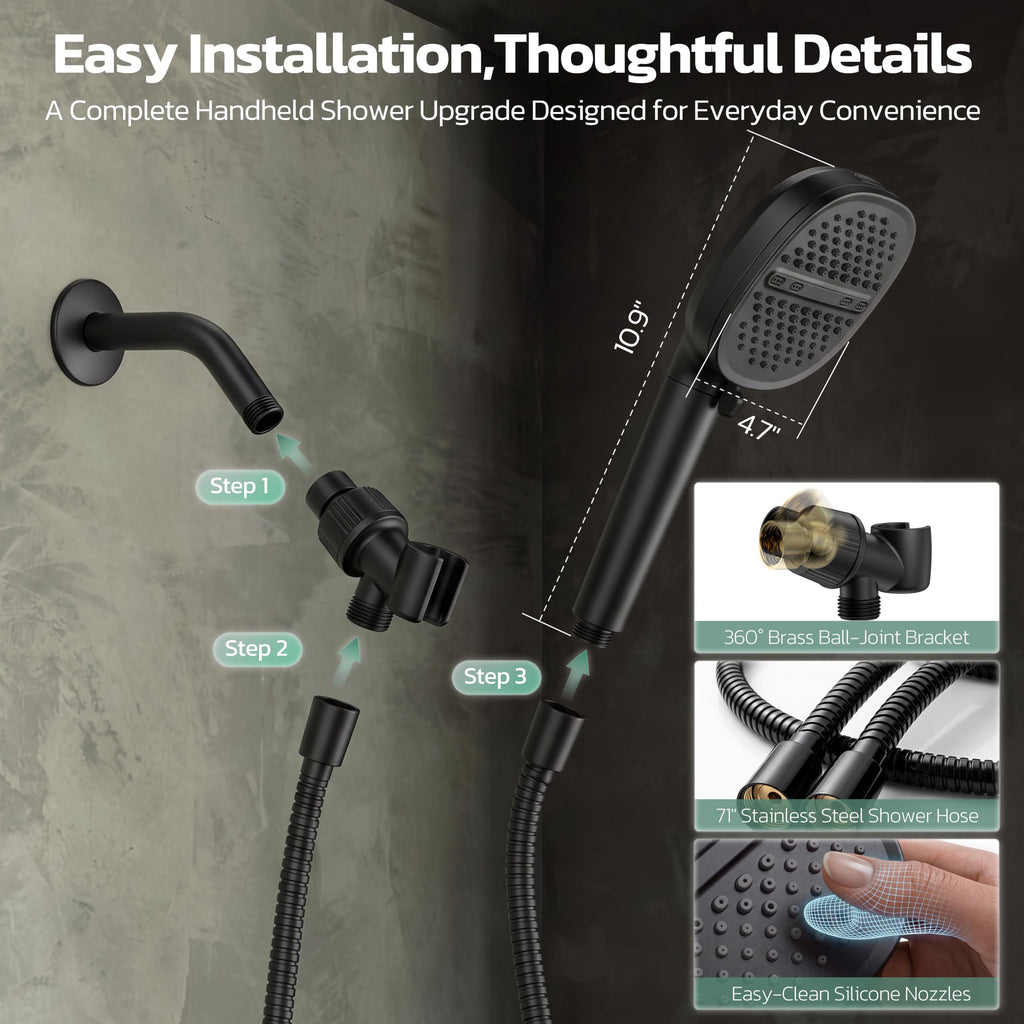 Filtered Shower Head with Handheld, High Pressure 9 Spray Modes