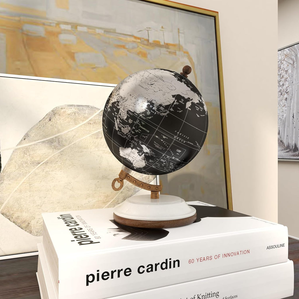 Plastic World Map Globe, Globe 5" x 5" x 7", Black