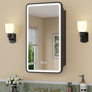16 x 28 Inch Medicine Cabinet with Mirror and LED Light