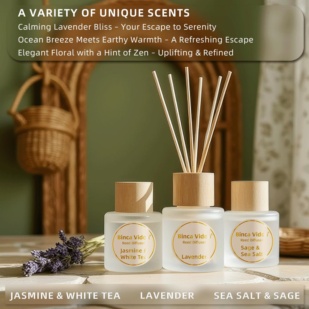 Reed Diffuser Set, Lavender Jasmine&White Tea Sage&Sea Salt