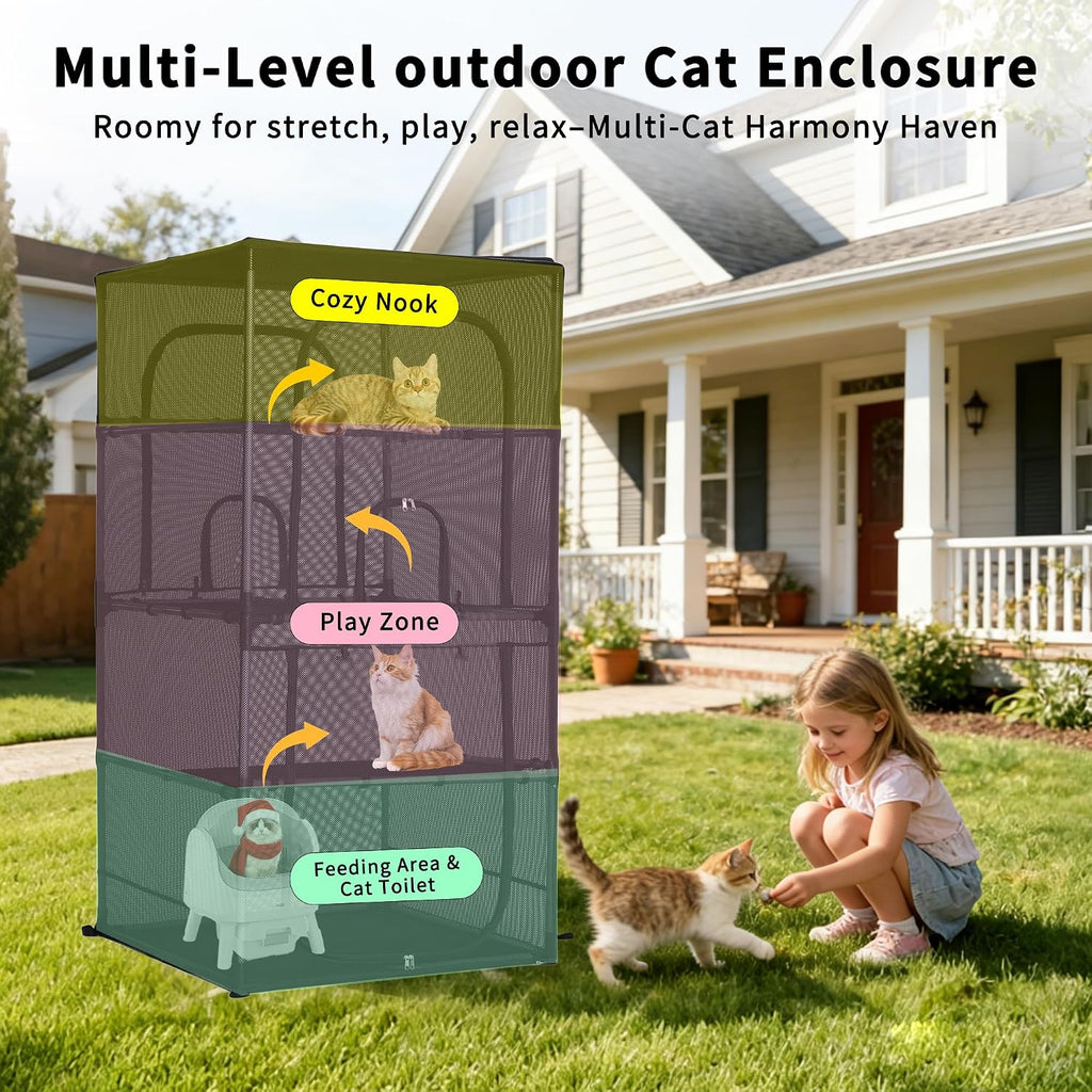 Catio Outdoor Cat Enclosure Window Access 61.4" H Large Cat Cage