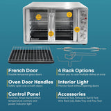ETO4510MX French Door 47.5Qt, 18-Slice Convection Oven 4-Control Knobs, Bake Broil Toast Rotisserie Keep Warm