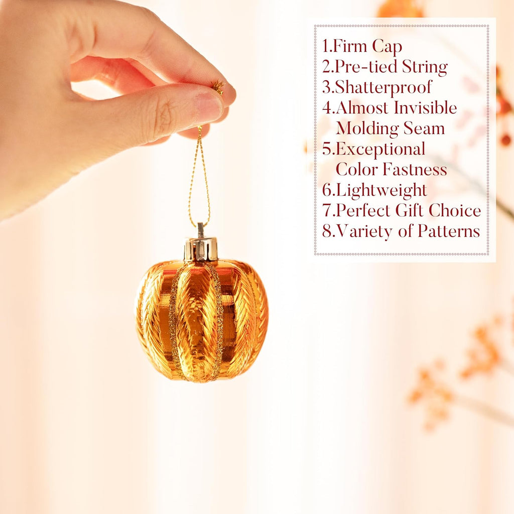 Fall Tree Ornaments Decorations Mini Pumpkins Decor - Set of 12