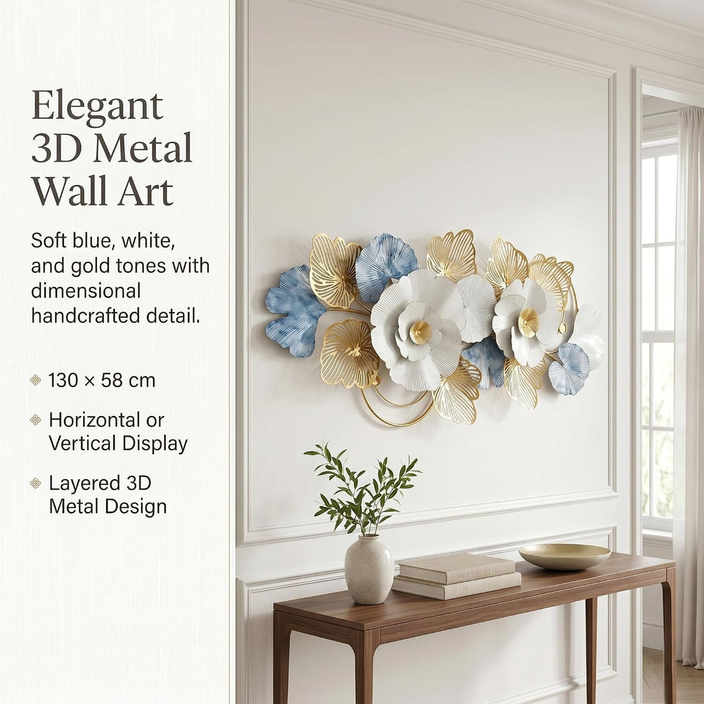 Large 3D Metal Wall Decor,Flower Wall Art
