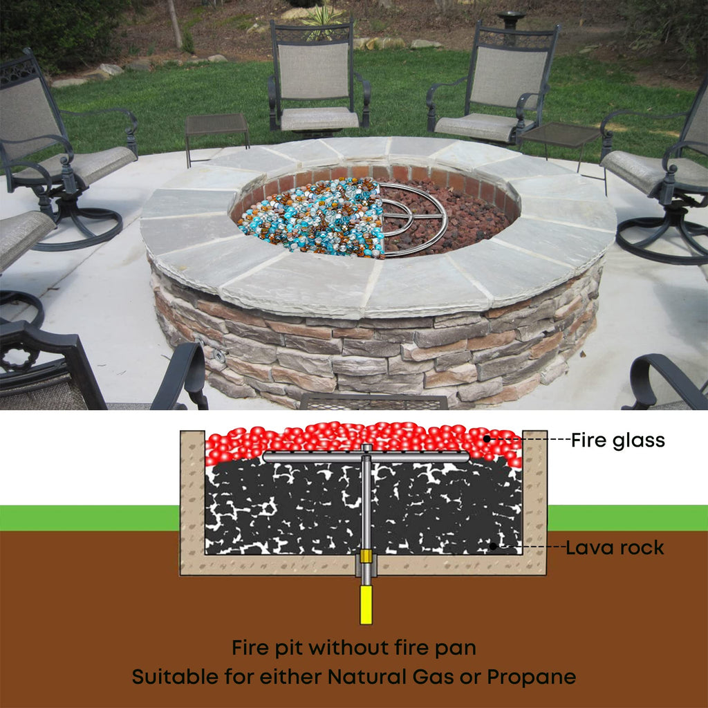 24 Inch Round Fire Pit Burner Ring for Natural Gas & Propane