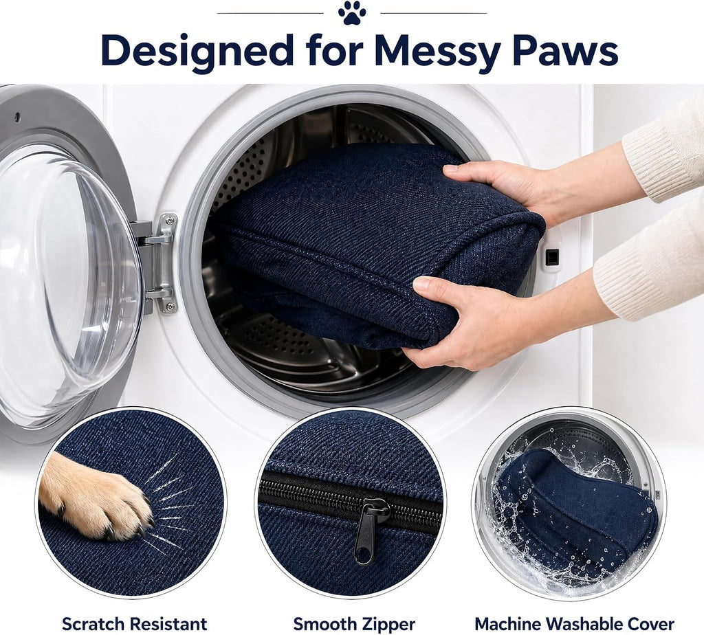 Dog Couch Bed for Small to Medium Dogs, Orthopedic Bolster Dog Sofa Bed with Removable Washable Cover, Elevated Pet