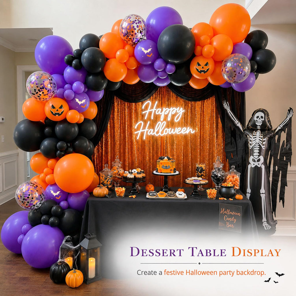 Halloween Balloon Arch Kit, Skeleton Foil Balloon, 119 Pcs