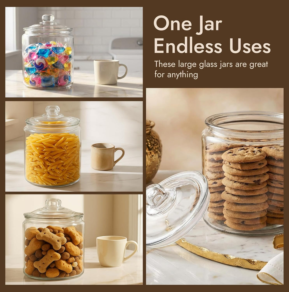 1 Gallon Glass Cookie Jar with Lid & Candy Jar | Glass Jars