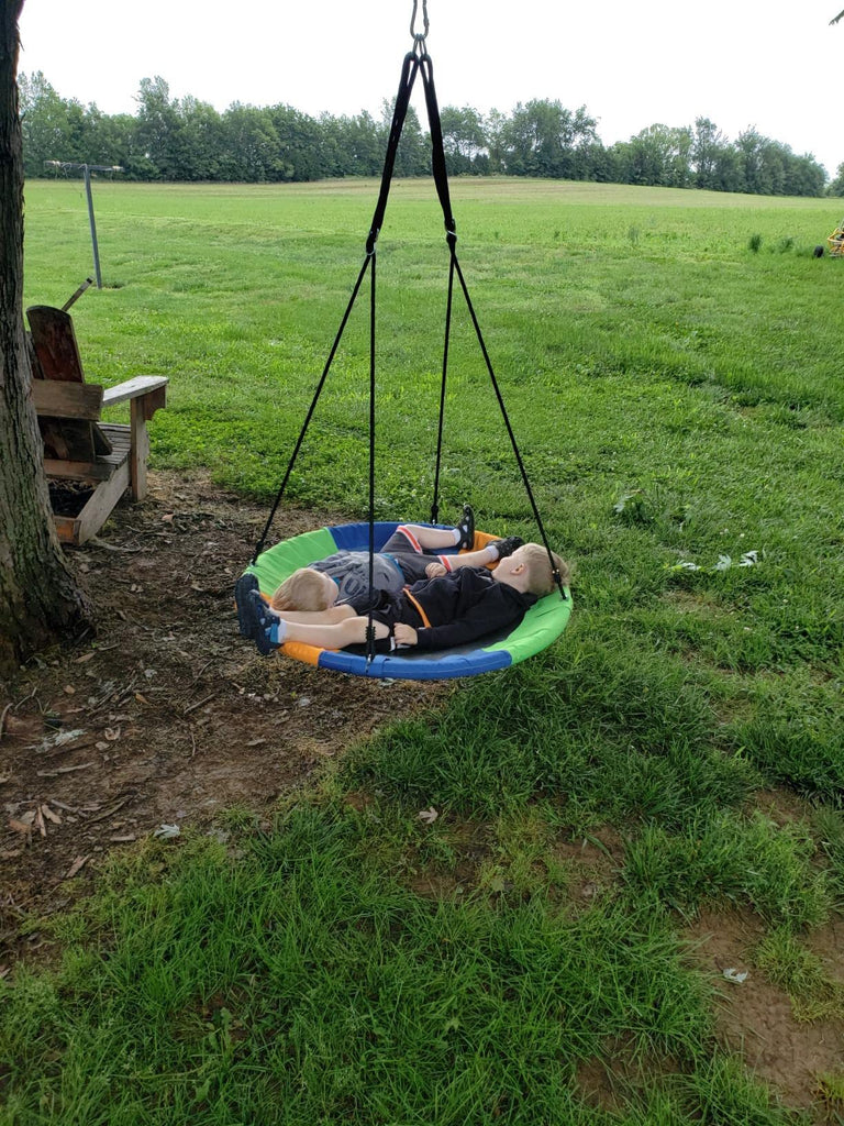 40 Inch Outdoor Saucer Swing, Tree Swing with Adjustable Ropes for Backyard